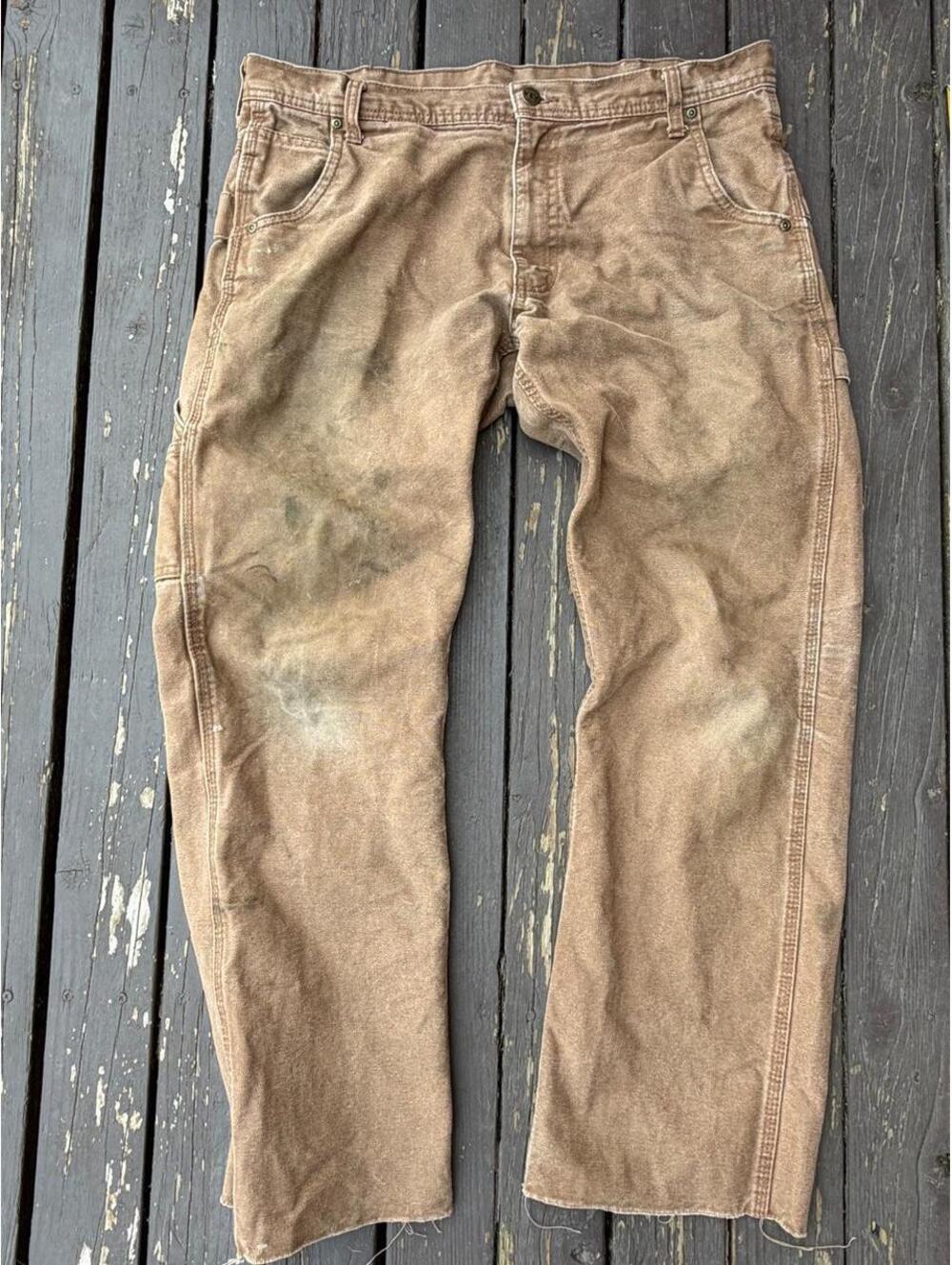 Brown cotton carpenter pants size 34x32 #workwear #carpenter